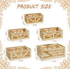 5 Pcs Decorative Wooden Crates for Display, Wood Storage Crate for Home Rustic Nested Crates with Handles, Farmhouse Wooden Basket for Storage Container and Decorations