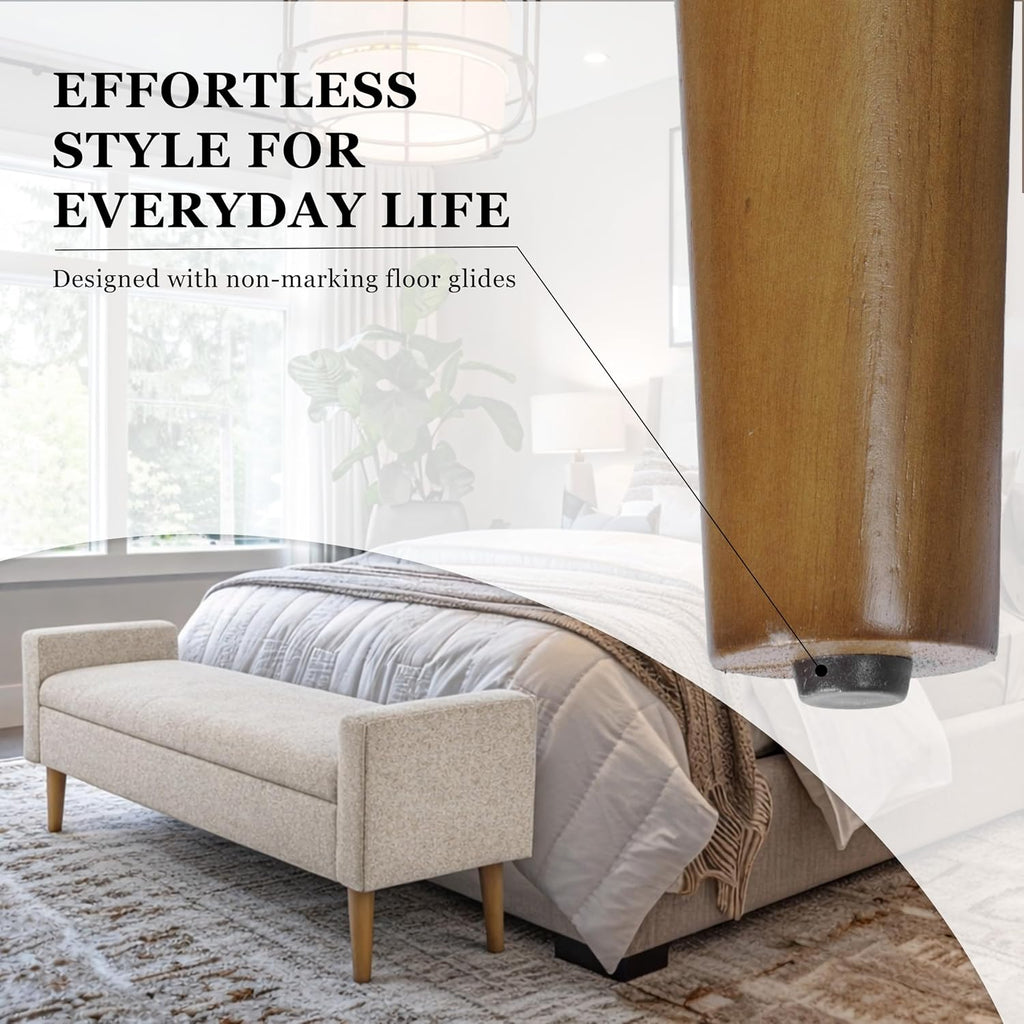 HomePop Fulton 48" Storage Bench - Textured Cream Fabric