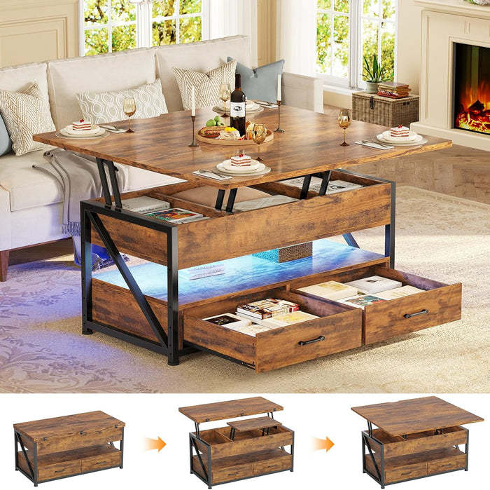 Itaar 40" Lift Top Coffee Table with 2 Drawers Storage for Living Room