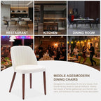Wooden Dining Chairs Set of 4, Upholstered Kitchen Dining Room Chairs with Padded Seat and Wood Legs, Modern Fabric Side Dinner Chair for Kitchen, Dining Room, Restaurant, Cafe, Beige