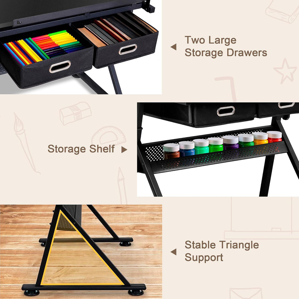ZENY Adjustable Drafting Table with Stool Tilting Drawing Desk Artist Table |...