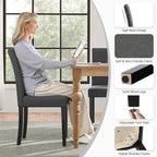 Yaheetech Dining Chairs Set of 4 Fabric Parson Upholstered Kitchen Chairs with Padded Seat and Solid Wood Legs for Dining Room/Restaurant, Armless Design, Dark Grey