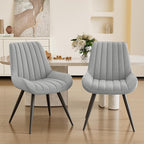 Dining Chairs Set of 2, Mid Century Modern Kitchen Chairs with Soft Cushion, Comfortable Upholstered Fabric Dining Room Chairs for Kitchen, Light Grey