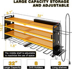 Power Tool Organizer Wall Mount with Charging Station, 8 Drill Holder, 4 Layer Storage Rack for Garage Organization, Tool Holder with 8 Outlet Power Strip (Yellow)