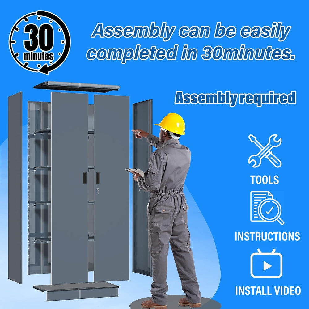 BESFUR Metal Storage Cabinet, 71" H Steel Locking Storage Cabinet with 2...