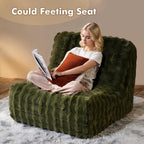 CAODOC Bean Bag Chair for Adults, Giant Oversized Fluffy Bean Bag for Fireside, Big Bean Bag Lounger Floor Chair for Home, Apartment, Gaming Venue, Dorm, Green