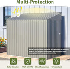 4x7 FT Outdoor Storage Shed,Lean to Lockable Metal Garden Shed Steel with Reinforced Beams,All Weather Waterproof Storage House W/Lockable Door&2 Air Vents,for Backyard,Patio,Lawn,Garden,Gray