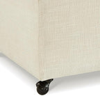 45" Modern Sofa Ottoman with Storage,Linen Upholstered Storage Bench with Rotation Casters and Safety Hinge, for Living Room,Ivory