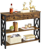 Yaheetech TV Stand for TV up to 45 inch, Entertainment Center with Drawer, Media Console Table with Storage Shelves, for Living Room, Metal Frame, Rustic Brown
