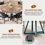 Jocoevol Round Dining Table Kitchen Dining Room Circle Dinner Pedestal Table for 4, Space Saving Wood Kitchen & Dining Room Furniture (Rustic Brwon)