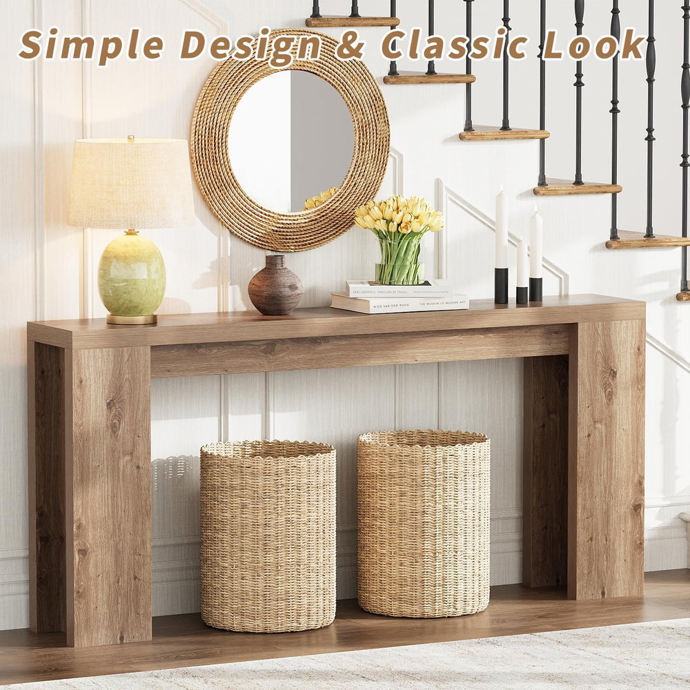 karlott 70.9" Extra Long Console Table, Farmhouse Entryway Table, Brown ...