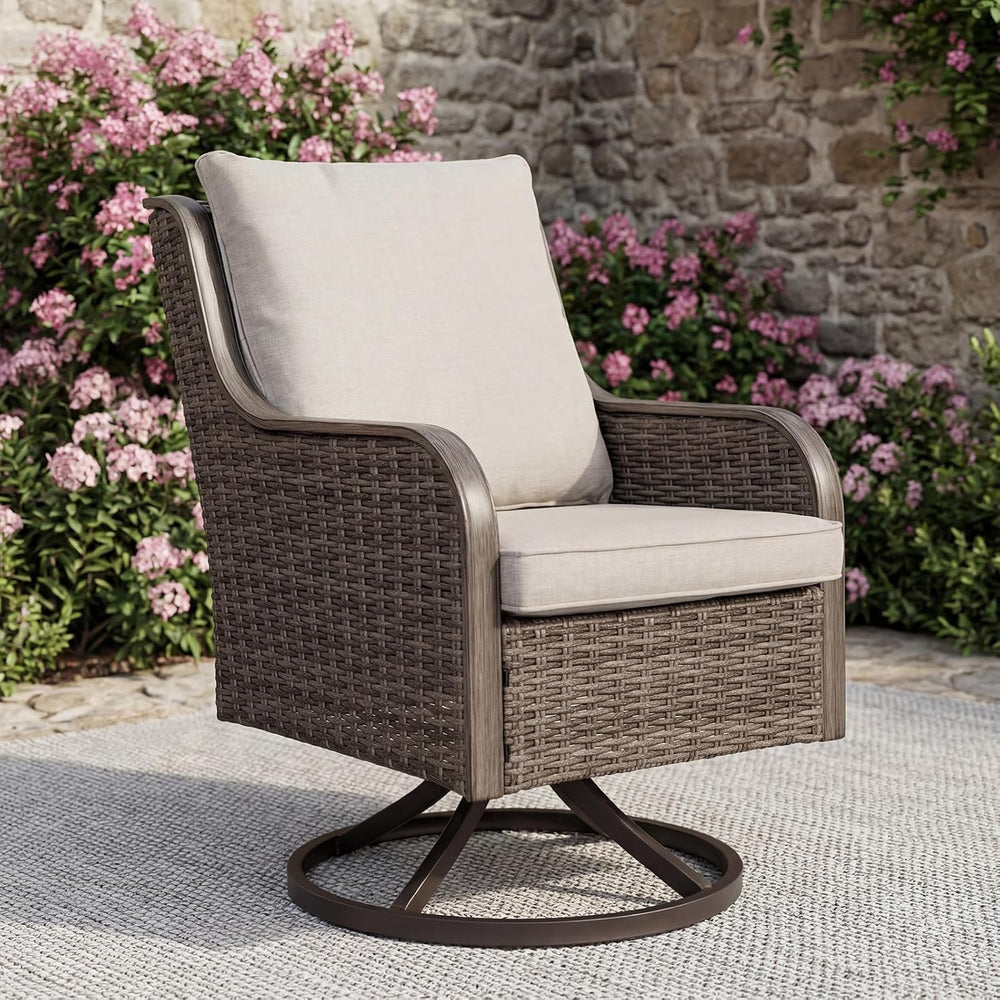 Loungewave Swivel PE Wicker Chair, Outdoor High Back Swivel Patio Chair, 360 ...