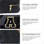 YOOLIFE Initial Makeup Bag Travel Toiletry Bag Clear Makeup Bag Cosmetic Bags Travel Essentials Gifts for Girls Teen Girlfriend Teacher Birthday Birthday Gifts for Kids Black Graduation Gifts A