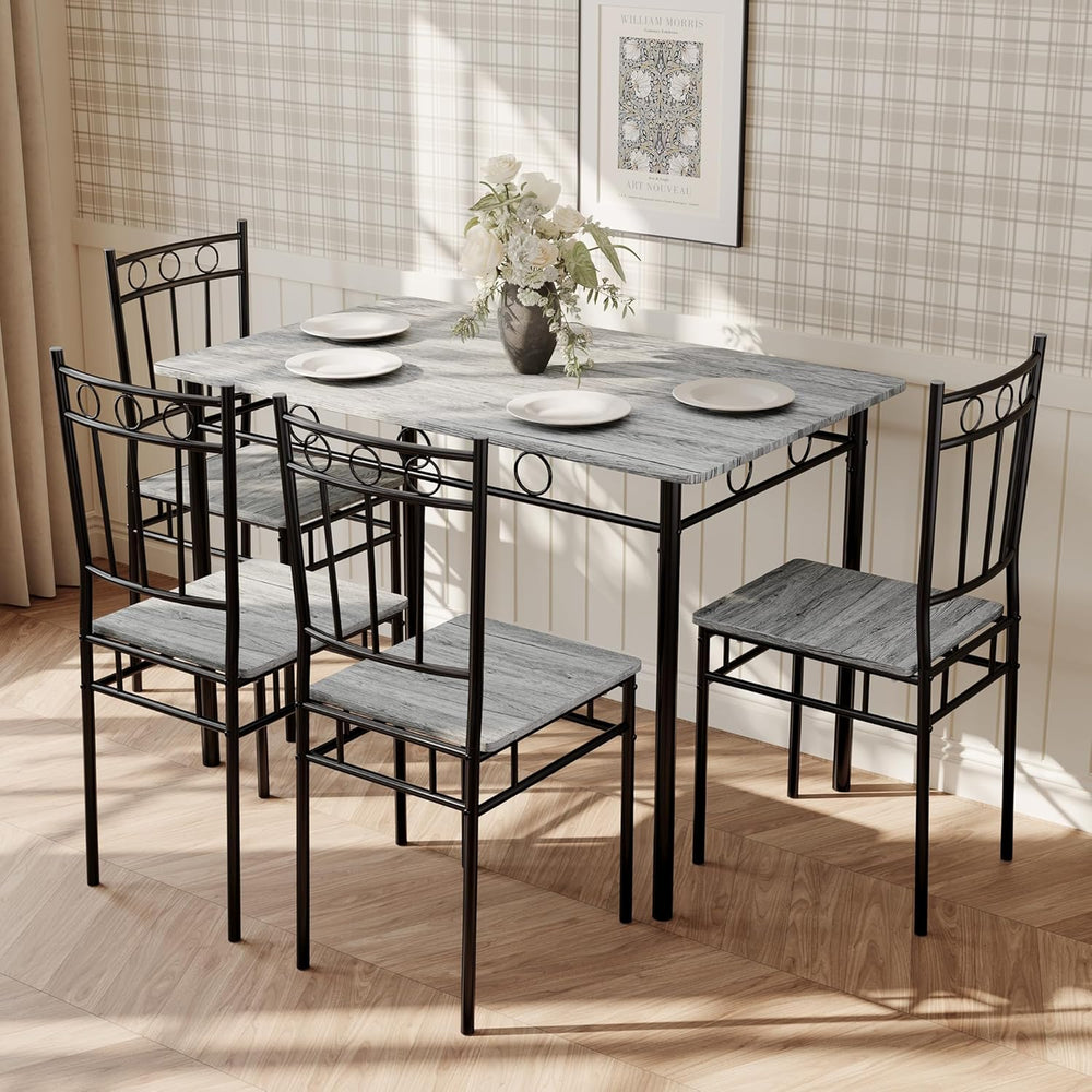 5 Piece Dining Table Set, Wood Kitchen Table and Chairs for Small Space,Break...