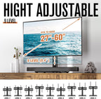 Universal Swivel TV Stand - Table Top TV Stand for 27-60 inch LCD LED TVs - Height Adjustable TV Base Stand with Tempered Glass Base & Wire Management, VESA 400x400mm HT06B-002