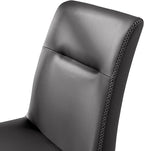 SyMax Dining Chairs Set of 2, Faux Leather Dining Room Chairs with Stitched Edge Trim, Modern High-End Kitchen Side Chairs for Bedroom, Living Room, Ash Gray
