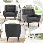 NicBex Modern Accent Chair for Living Room Upholstered Foam Filled Living Room Chairs with Metal Legs Linen Cozy Lounge Armchair for Living Room Bedroom,Dark Grey