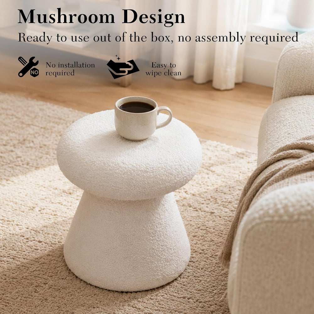FOXHUNTER Mushroom Pouf Ottoman with 360° Rotation, White | Footstool with Sp...