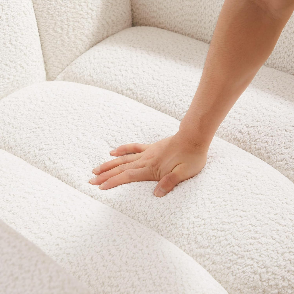 Oversized Accent Chair, Modern Living Room Chairs, Boucle White | Cloud Comfort, Upholstered Armchair, Ergonomic Design, Comfy Reading Chair for Bedroom, Office, Waiting Room