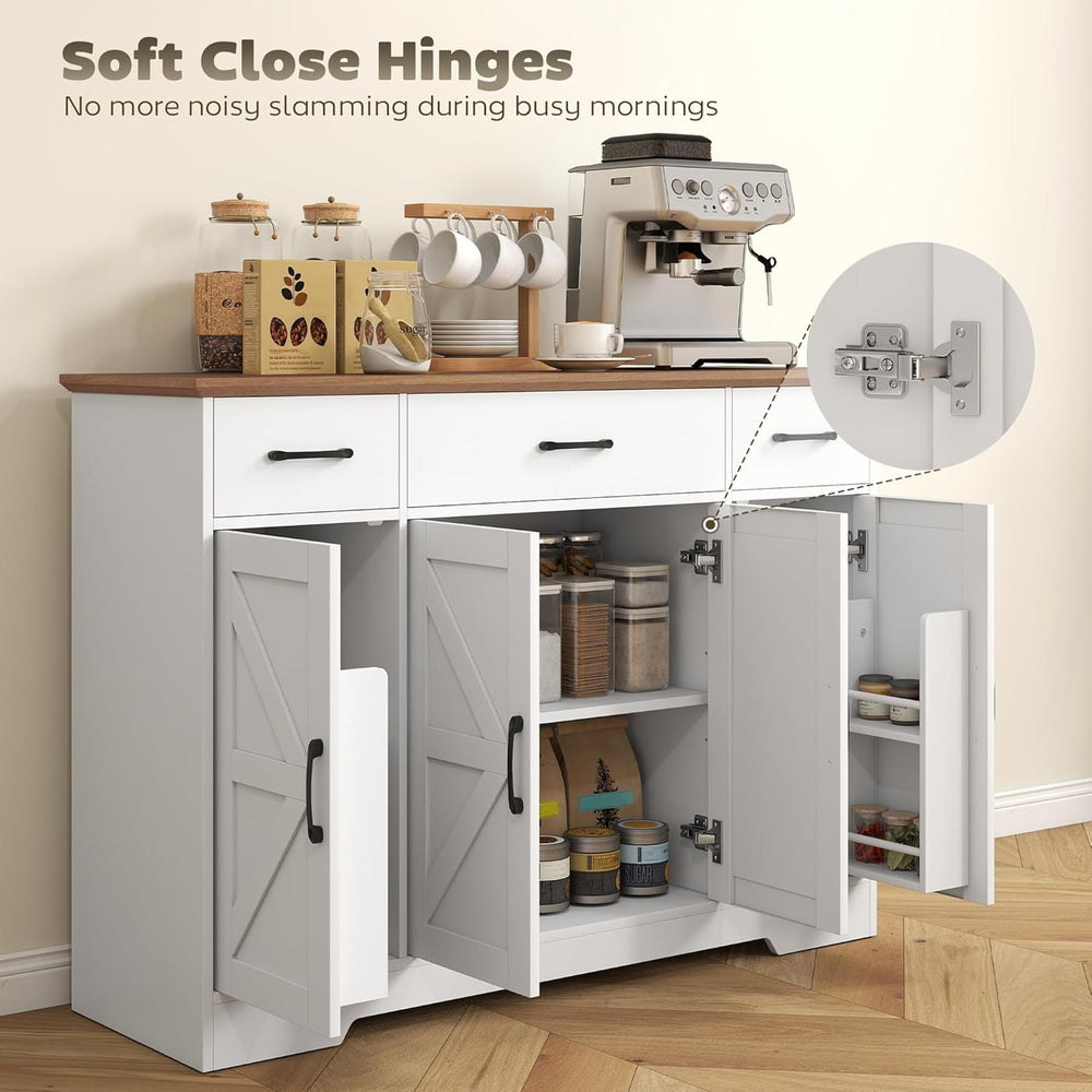 HOMCOM 47" Sideboard Buffet Cabinet, Farmhouse Credenza with Soft-Close ...