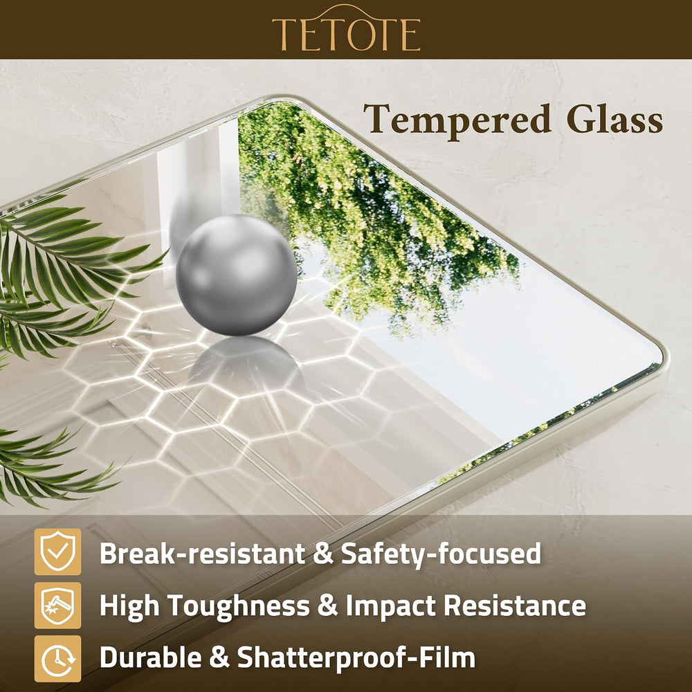 TETOTE Brushed Nickel Mirror 20 x 30 Beveled Edge Tempered Glass, Rounded Cor...