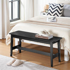 HOOBRO 39.3'' Bamboo Dining Bench, Farmhouse Kitchen Table Bench, Kitchen & Living Room Furniture, Easy to Assemble, Sturdy and Stable, Black BK03CD01G2
