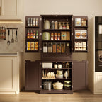 Gizoon 71" Tall Kitchen Pantry Cabinet with Doors and Adjustable Shelves, Pantry Storage Cabinet with Drawer for Small Kitchen Bathroom Laundry Room, Painted Dark Brown