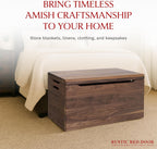 Amish Made Wooden Storage Chest Trunk Box with Lid and Handles for Bedroolanket, Clothes, Anti-Slam Hinges, Handmade, Rustic, Walnut Wood, Natural Stain, 30"