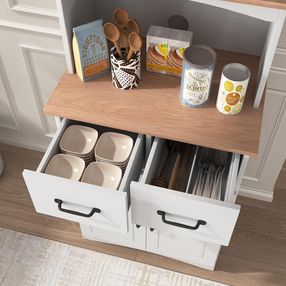 Spaco Microwave Cabinet with Storage,Modern Kitchen Pantry Storage Cabinet wi...