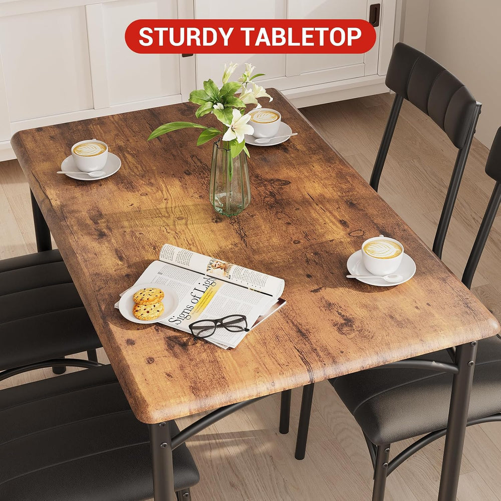 GarveeHome Dining Table Set for 4, Kitchen Table with 4 Upholstered Chairs, W...