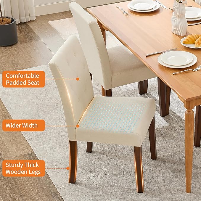 Upholstered Dining Chairs Set of 4, Modern Fabric Kitchen Side Chairs with St...