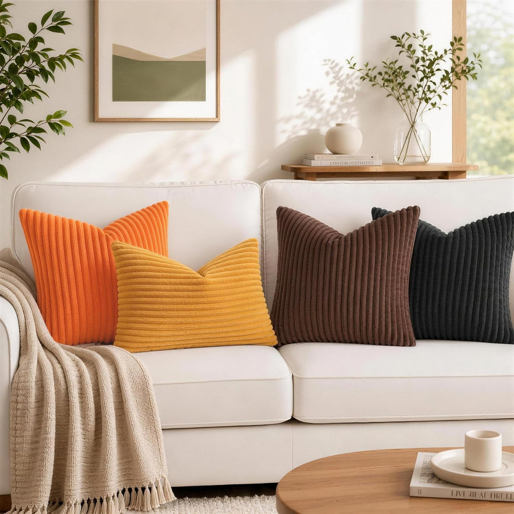 Simmore Fall Soft Brown Flannel Throw Pillow Covers 26X26 Set of 2