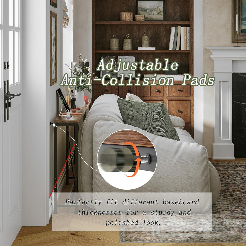 78.7" Behind Couch Table Adjustable Height 23.8~34.8" with Charging...