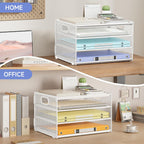 Subekyu Paper Letter Tray Organizer for Desk, White Metal Mesh Desk File Sorter Organizer with Handle and 2 Sliding Trays for Home Office School Supplies Organization