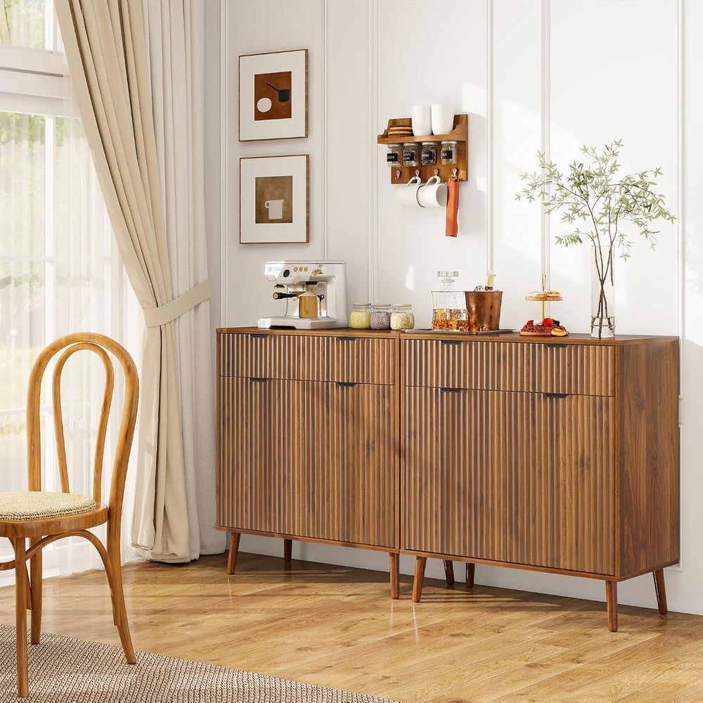 LYNCOHOME Fluted Sideboard Buffet Cabinet with Storage, 1 Drawers and 2 Doors...