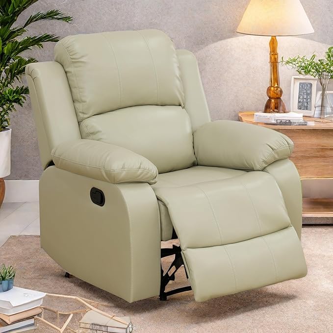 Power Recliner Chair, Leather Recliners with Home Theater Seating, Oversized Single Electric Recliner Sofa Breathable Living Room Chairs for Adults Reading Gaming, Khaki