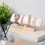 Wooden Watch Display Stand Wood T-Bar Bracelet Display Stand Jewelry Organizer Holder with Faux Suede Surface for Watches, Bangles, Scrunchies, Home Use, Retail Displays Selling 7.6x1.9x3.5inch