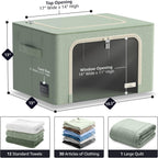 Sorbus Storage Bins with Metal Frame - Stackable & Foldable Clothes Organizer Bags - Oxford Fabric Storage Containers with Large Clear Window & Carry Handles Organization for Bedding Linen & Clothing