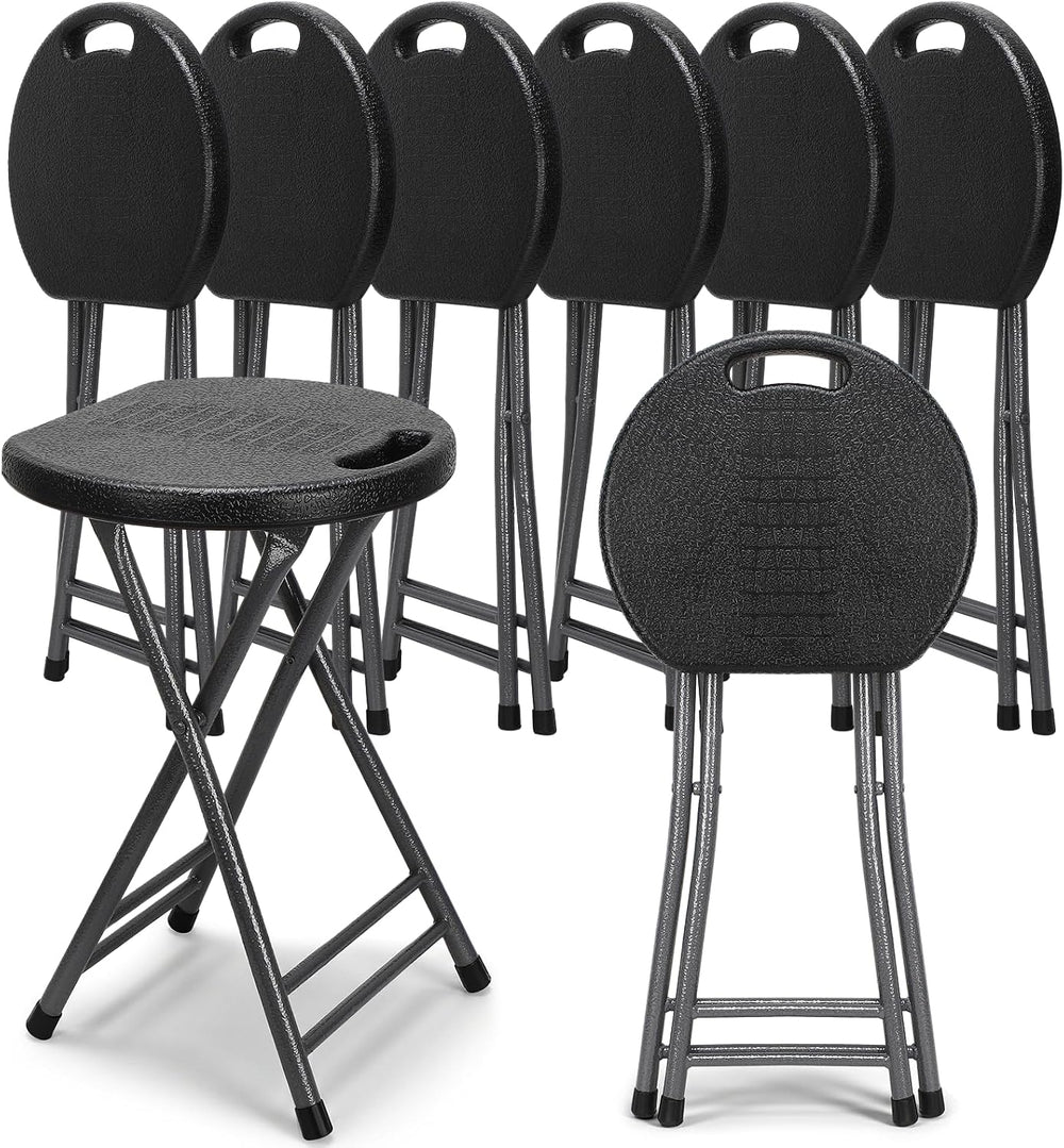 Novabright 6 Pack Portable Folding Stool with Handle, Sturdy Round Collapsibl...