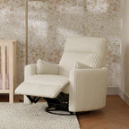 Davinci Atlas Upholstered Recliner and Swivel Glider in Cream Cozy Corduroy | Nursery Glider Chair with High Back, Padded Armrests, and Bolster Pillows | Smooth Recline for Nursing and Feeding