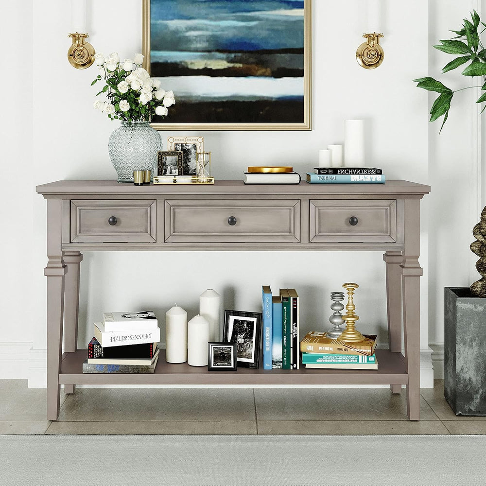 Knocbel 50" Retro Style Console Table Solid Wood Frame Sofa Table with B...