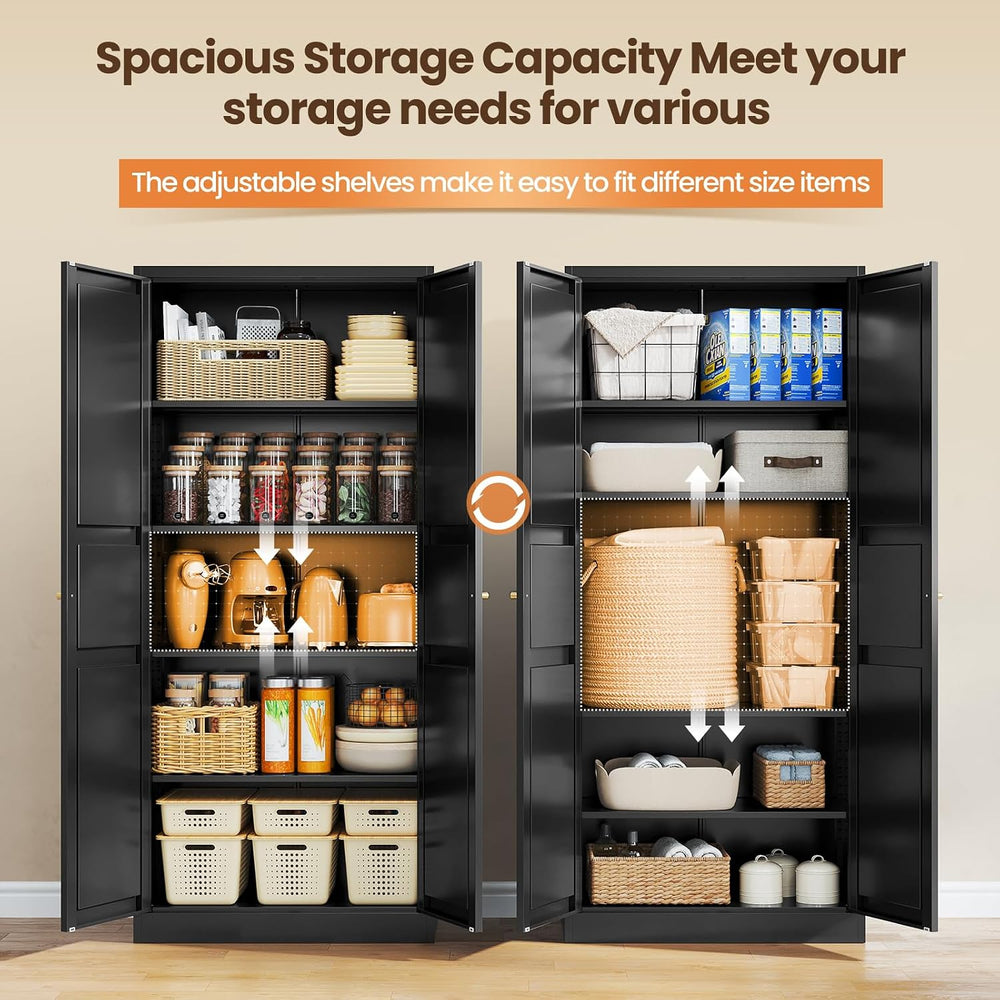 Yizosh Metal Storage Cabinet with 2 Doors and 4 Adjustable Shelves - 71"...