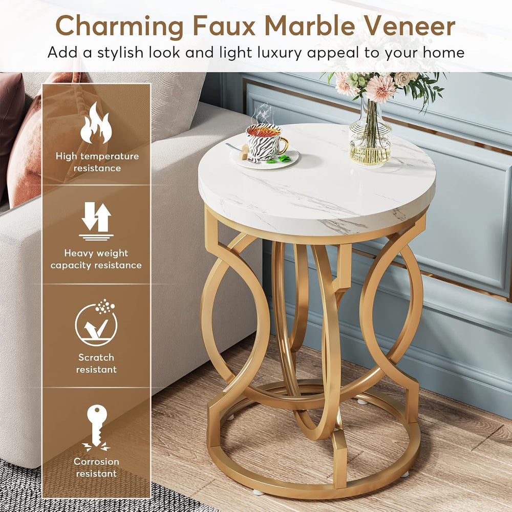 Tribesigns Modern Round End Table Set of 2 with Thickened Tabletop