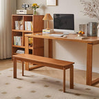 Dining Bench, Solid Wood Bench with Wide Seat, Mid Century Modern Bench, End of The Bed Bench, 47.2" L x 11" W x 16.5" H(Natural)