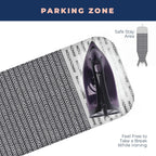 Happhom Ironing Board, Compact and Space Saver Iron Board, Safety Ironing with Park Zone and 4 Layers Extra Thick Cover, Patented Lock System for Foldable Leg, Easy Storage with Smart Hanger (13x43)