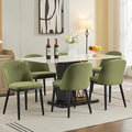 Upholstered Dining Chairs Set of 6,Modern Fabric Dinner Chairs with Wood Legs,Large Dining Room Kitchen Chairs with High Back and Deep Seat for Dining Room Kitchen Restaurant,Green