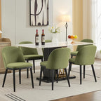 Garvee Wooden Dining Chairs Set of 4, Upholstered Kitchen Dining Room Chair, Modern Linen Fabric Farmhouse Dinner Chair with Leveling Feet/High Backrest Support for Dining Room, Living Room,Green