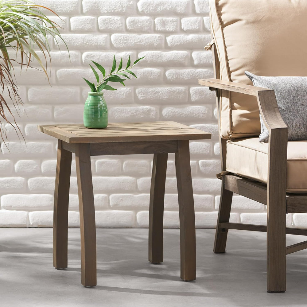 Selma Accent Table: Modern Acacia Wood Side Table - Compact 19x19 Inch End Ta...