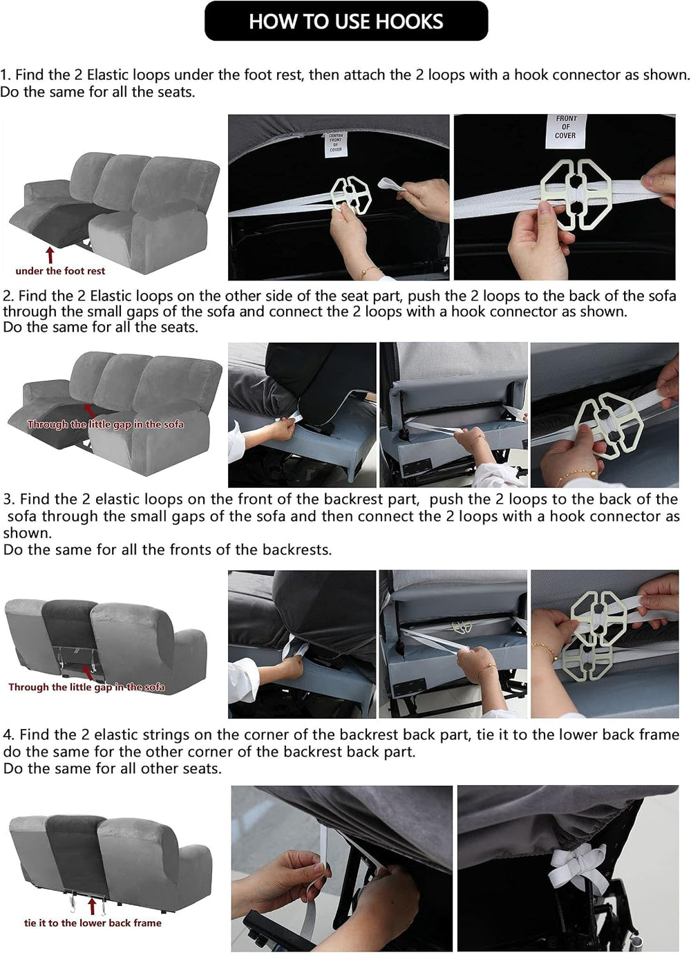 ULTICOR Velvet 8-Pieces Recliner Sofa Covers Stretch Reclining Couch Covers f...