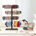 LadyRosian 4 Tier Wooden Display Jewelry Accessory Stand Jewelry Bracelet Holder Bangle Watch Necklace Storage Jewelry Holder Stand Display Organizer (Brown-4 layers)